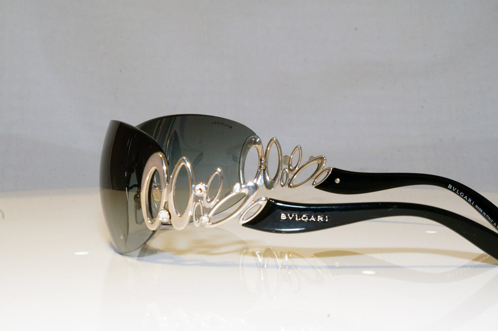 BVLGARI Womens Diamante Designer Sunglasses Black Shield 6029-B 102/8G 17306
