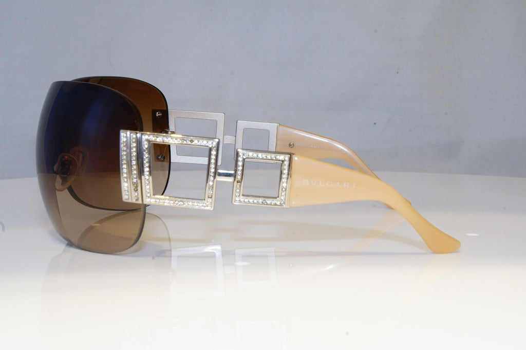 BVLGARI Womens Diamante Designer Sunglasses Silver Shield 6010-B 102/13 19470