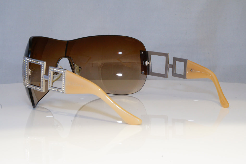 BVLGARI Womens Diamante Designer Sunglasses Silver Shield 6010-B 102/13 19470