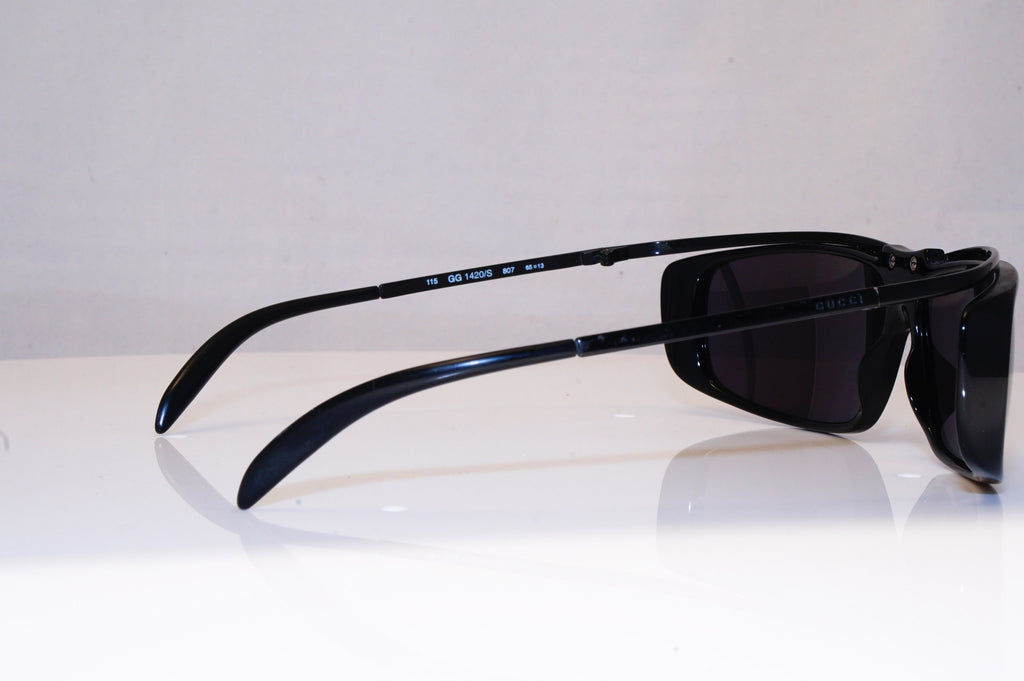 GUCCI Mens Vintage 1990 Designer Sunglasses Black Wrap GG 1420 807 16890