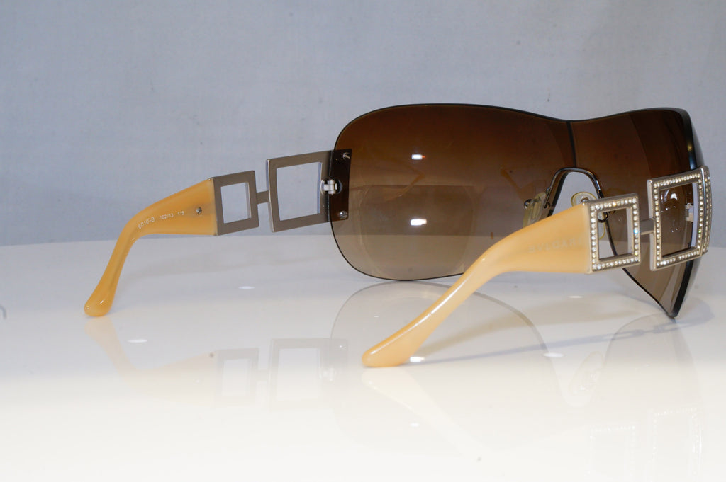 BVLGARI Womens Diamante Designer Sunglasses Silver Shield 6010-B 102/13 19470