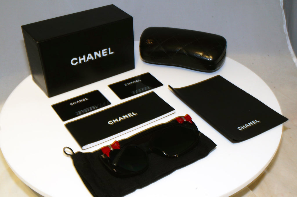CHANEL Womens Boxed Designer Sunglasses Black Square Red Bow 5171 1231/8G 17285