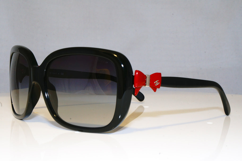 CHANEL Womens Boxed Designer Sunglasses Black Square Red Bow 5171 1231/8G 17285