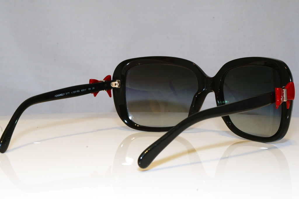 CHANEL Womens Boxed Designer Sunglasses Black Square Red Bow 5171 1231/8G 17285