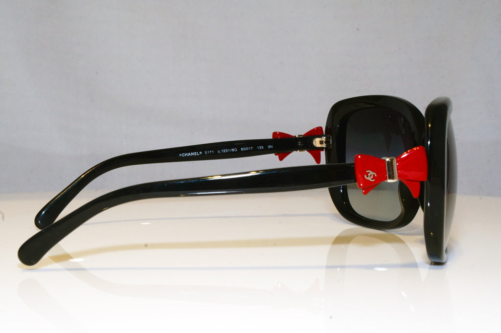 CHANEL Womens Boxed Designer Sunglasses Black Square Red Bow 5171 1231/8G 17285