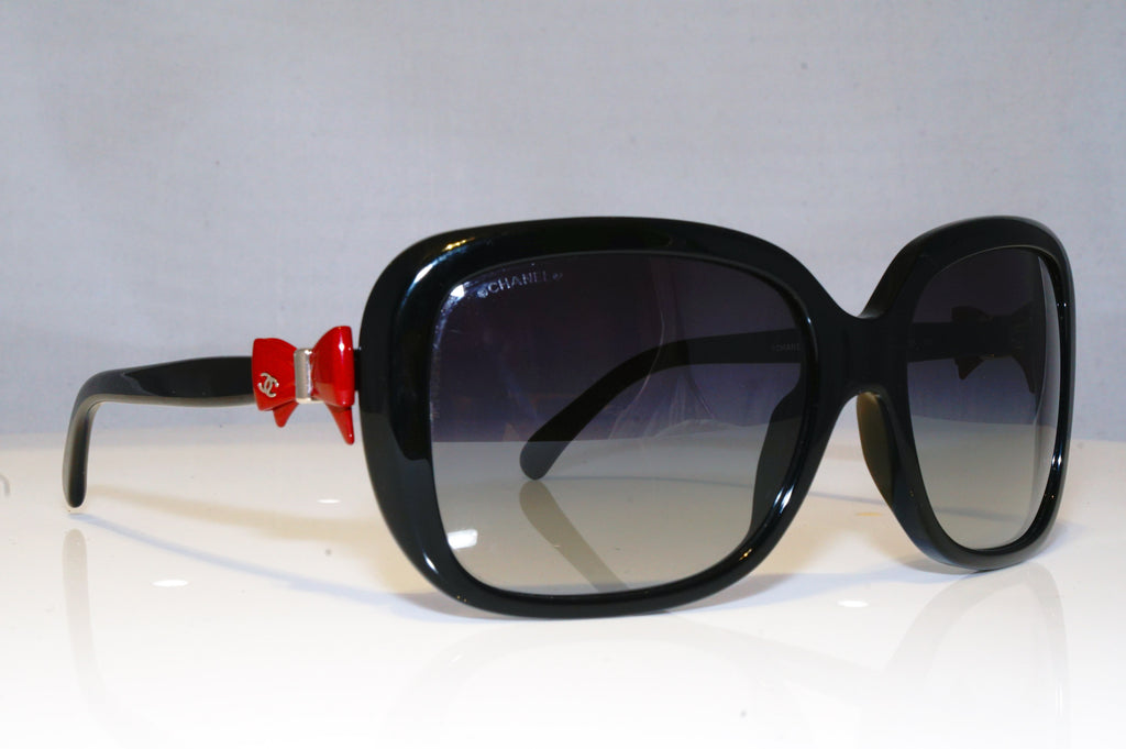 CHANEL Womens Boxed Designer Sunglasses Black Square Red Bow 5171 1231/8G 17285