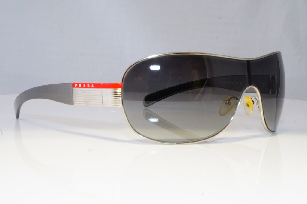 PRADA Mens Designer Sunglasses Silver Shield SPS 54H 1BC-5D1 20658