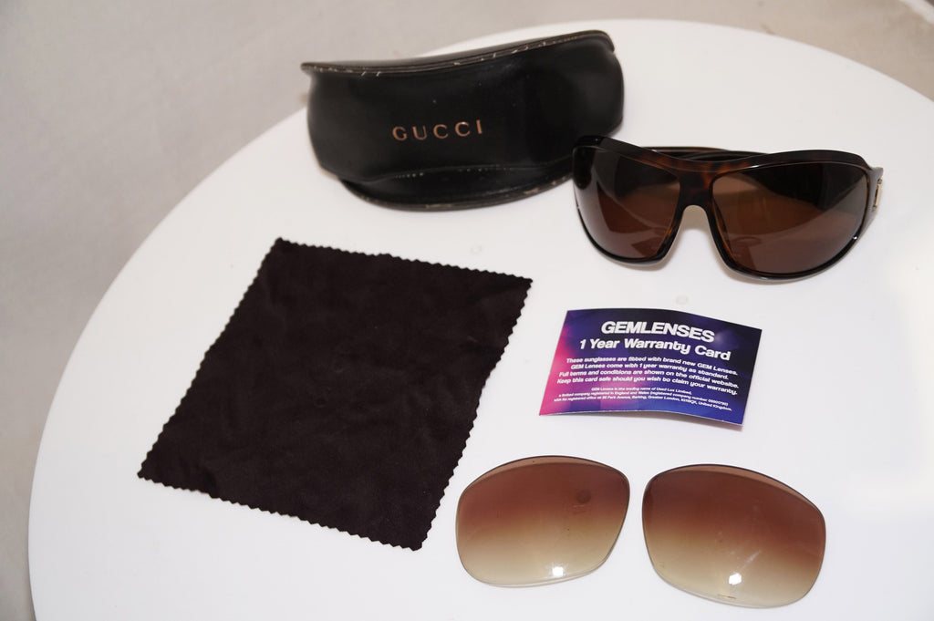 GUCCI Womens Designer Sunglasses Brown Wrap WORN LOGOS GG 2881 D28BN 17514