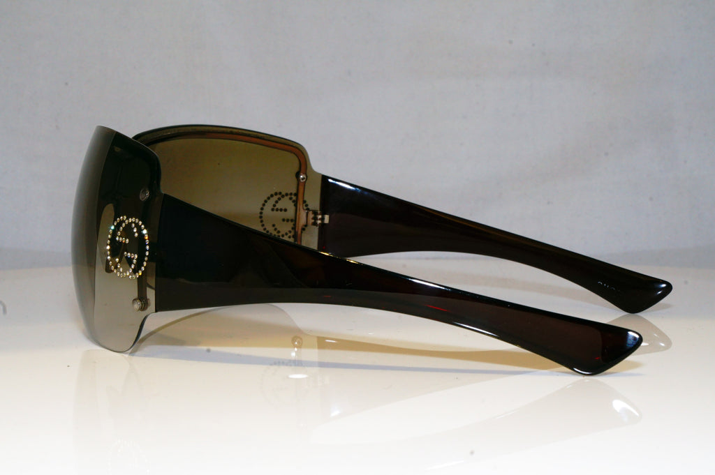 GUCCI Womens Diamante Designer Sunglasses Brown Shield GG 2671 H4SAY 17253