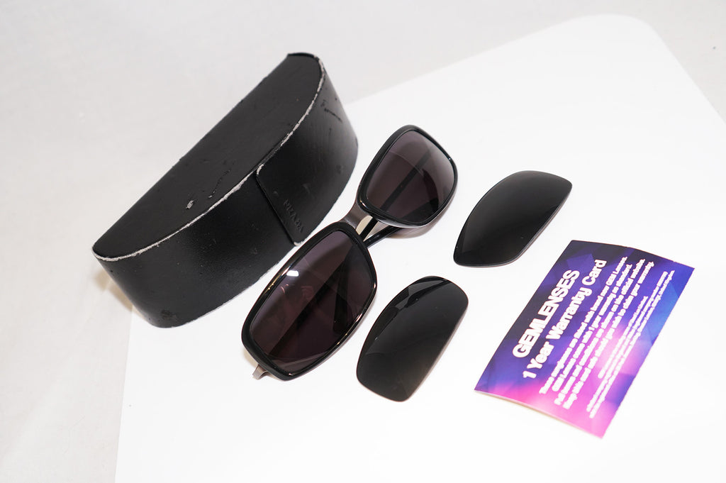 PRADA 1990 Vintage Mens Designer Sunglasses Black Rectangle SPR 02B 1AB1A1 14902