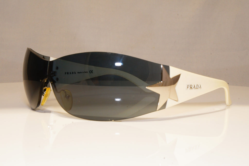 PRADA Mens Womens Sunglasses White Shield SILVER STAR SPR 72G 4AO-1A1 17865