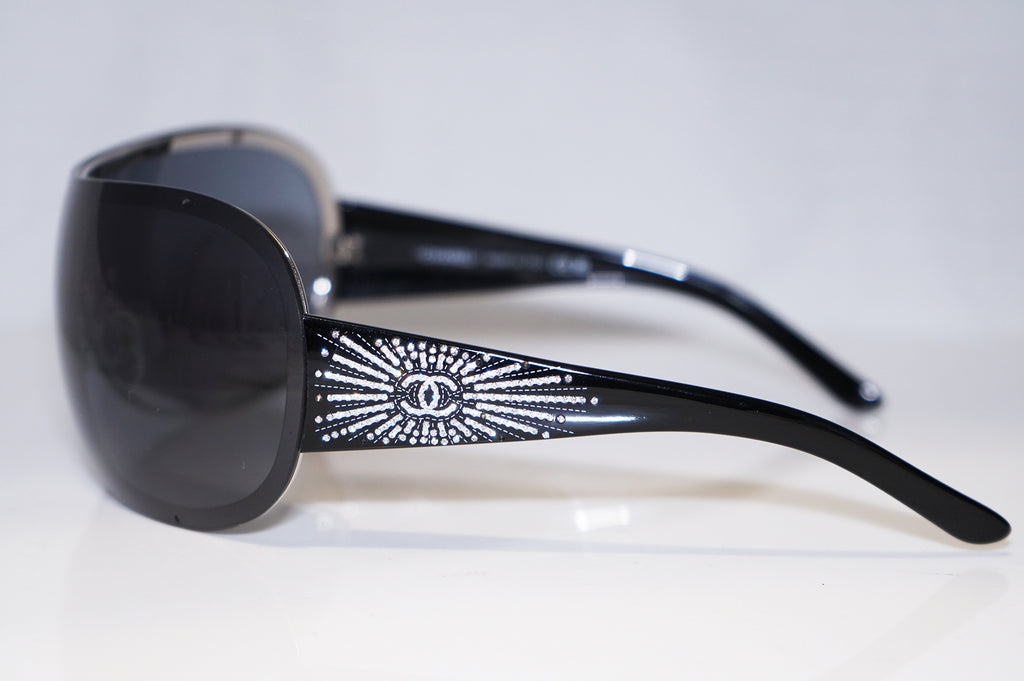 CHANEL Boxed Womens Designer Diamante Sunglasses Black Shield 4148 C127/87 15994