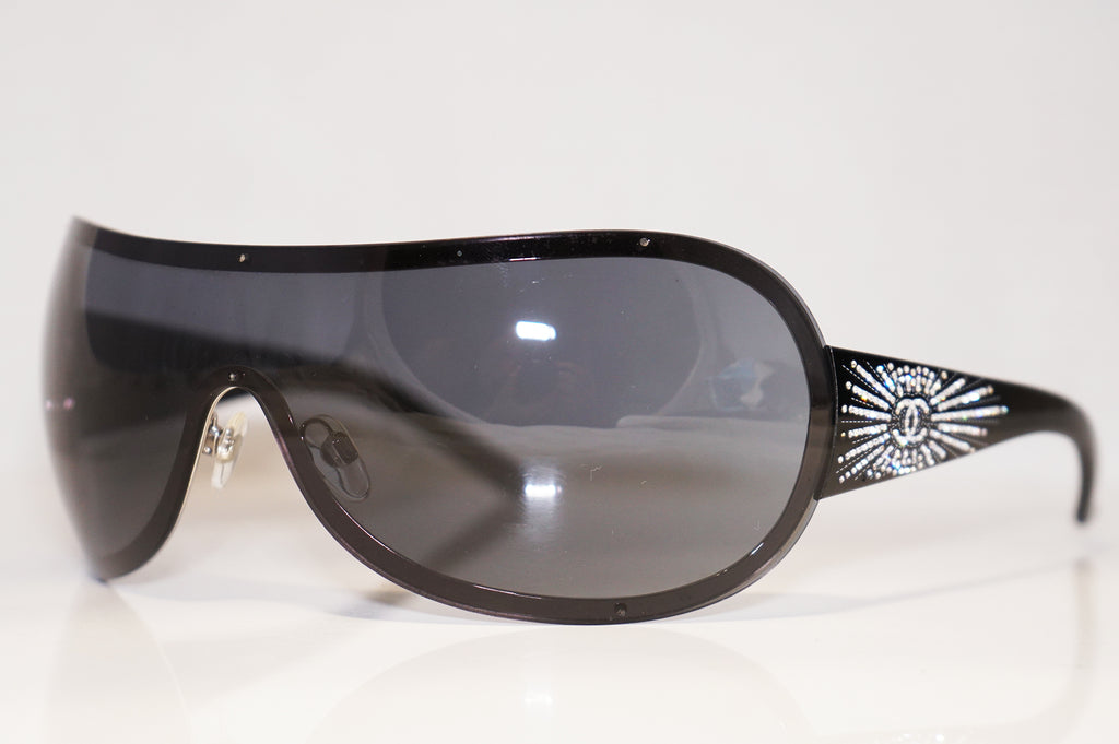 CHANEL Boxed Womens Designer Diamante Sunglasses Black Shield 4148 C127/87 15994