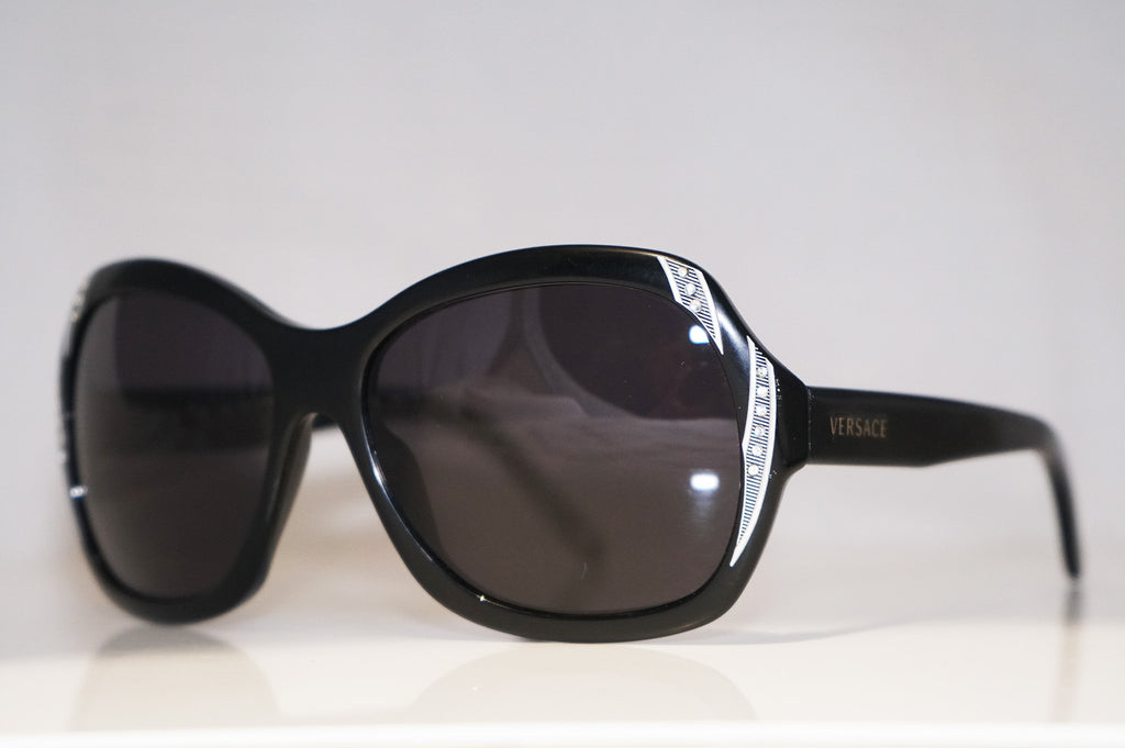 VERSACE Womens Designer Crystal Sunglasses Black Oversized MOD 4183 GB1/13 14586