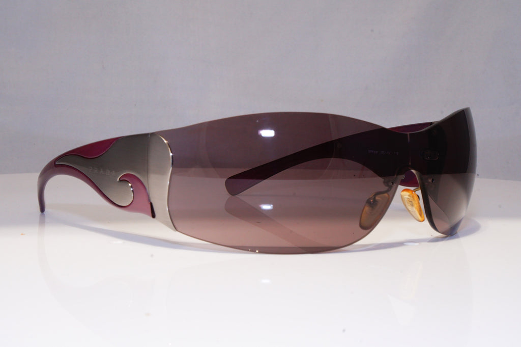 PRADA Womens Boxed Vintage Sunglasses Burgundy Shield SPR 58F 2BU-1U1 17893