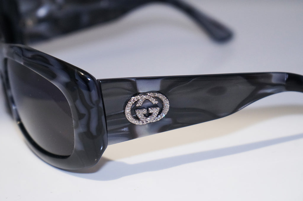 GUCCI Womens Designer Crystal Sunglasses Grey Rectangle GG 2971 SVELF 14545