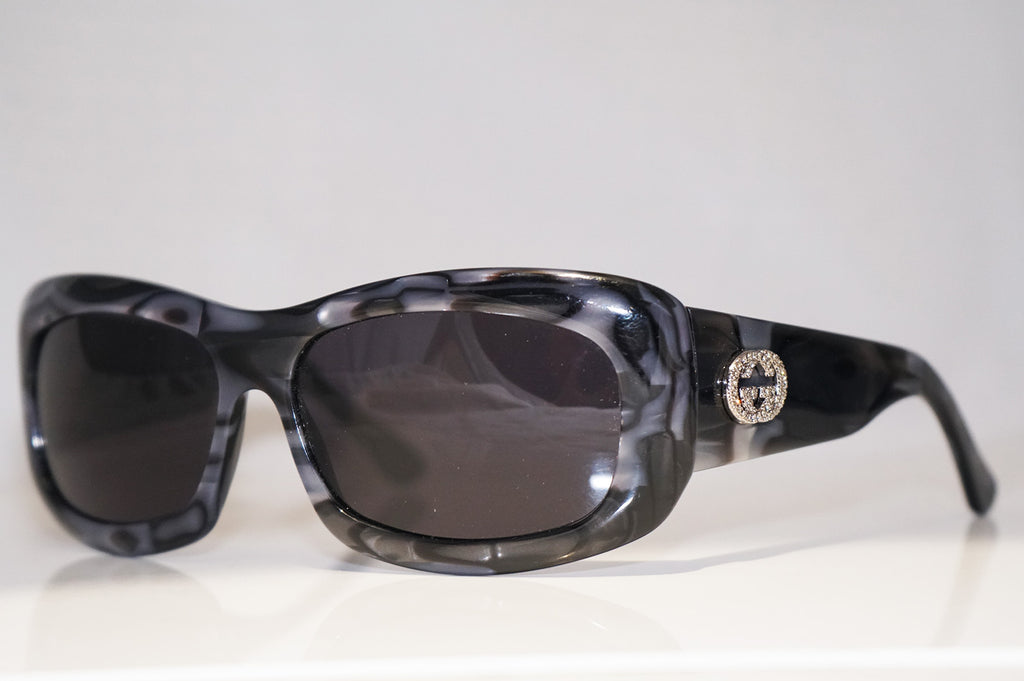 GUCCI Womens Designer Crystal Sunglasses Grey Rectangle GG 2971 SVELF 14545