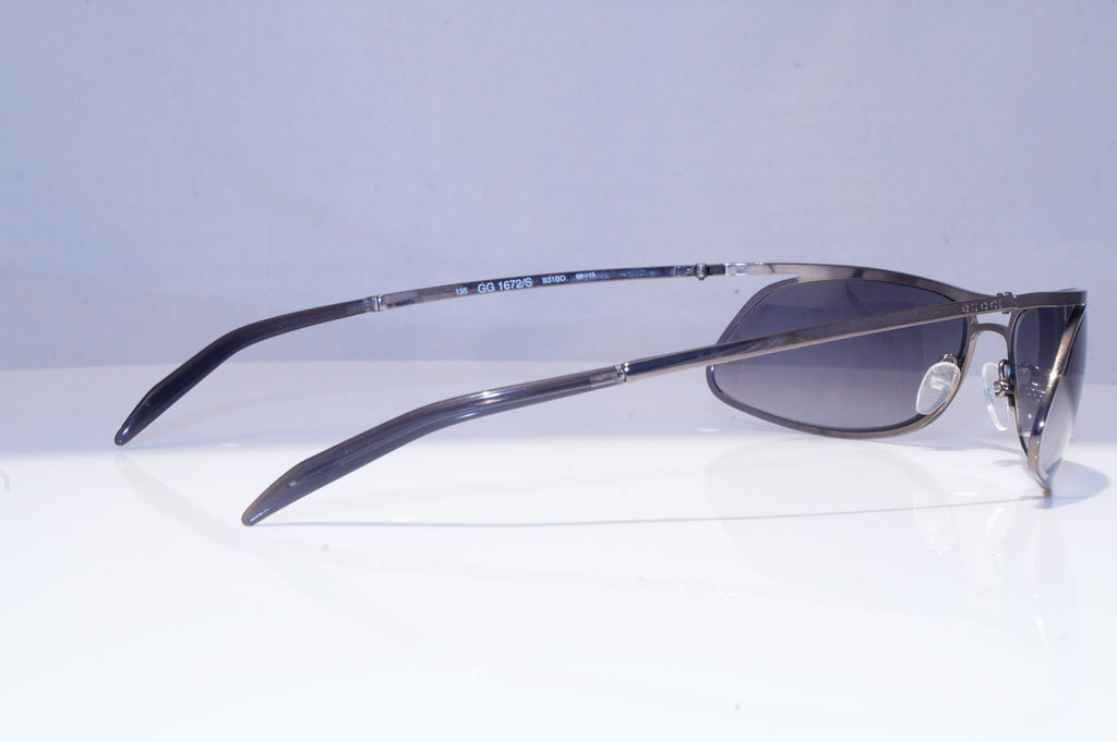 GUCCI Mens Vintage 1990 Designer Sunglasses Silver Wrap GG 1672 831BD 18550