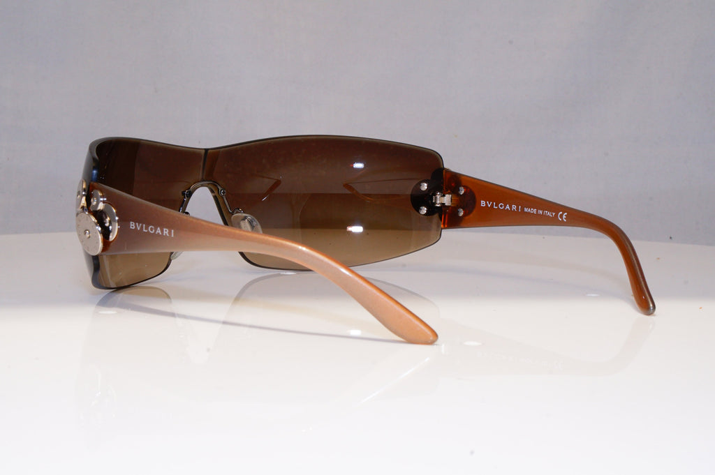 BVLGARI Womens Vintage 1990 Designer Sunglasses Brown Shield 6008 102/13 17891