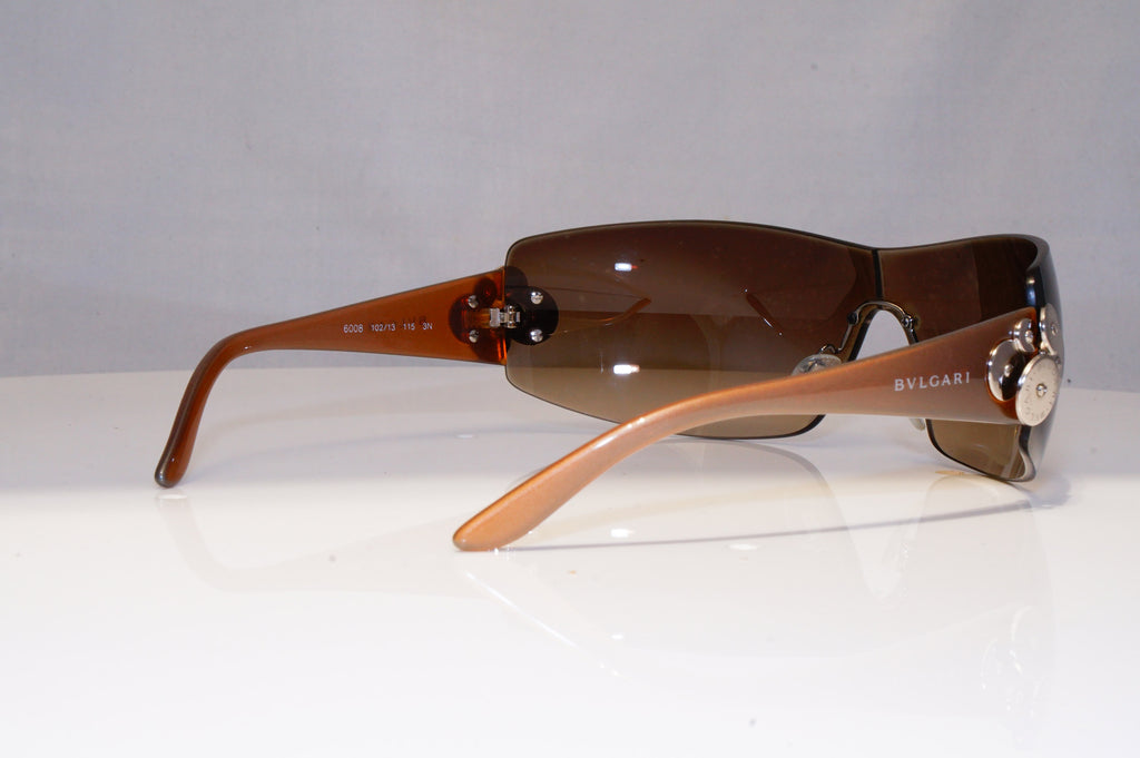 BVLGARI Womens Vintage 1990 Designer Sunglasses Brown Shield 6008 102/13 17891