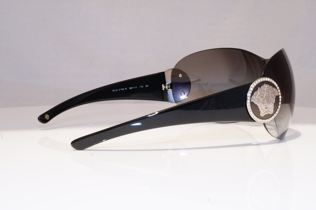 VERSACE Mens Diamante Designer Sunglasses Black Shield 4162-B GB1/11 18549