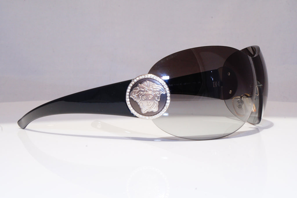 VERSACE Mens Diamante Designer Sunglasses Black Shield 4162-B GB1/11 18549