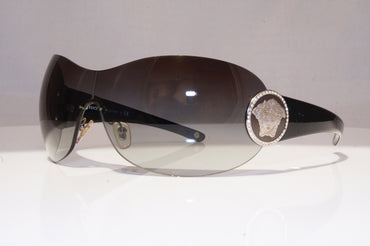 VERSACE Mens Diamante Designer Sunglasses Black Shield 4162-B GB1/11 18549