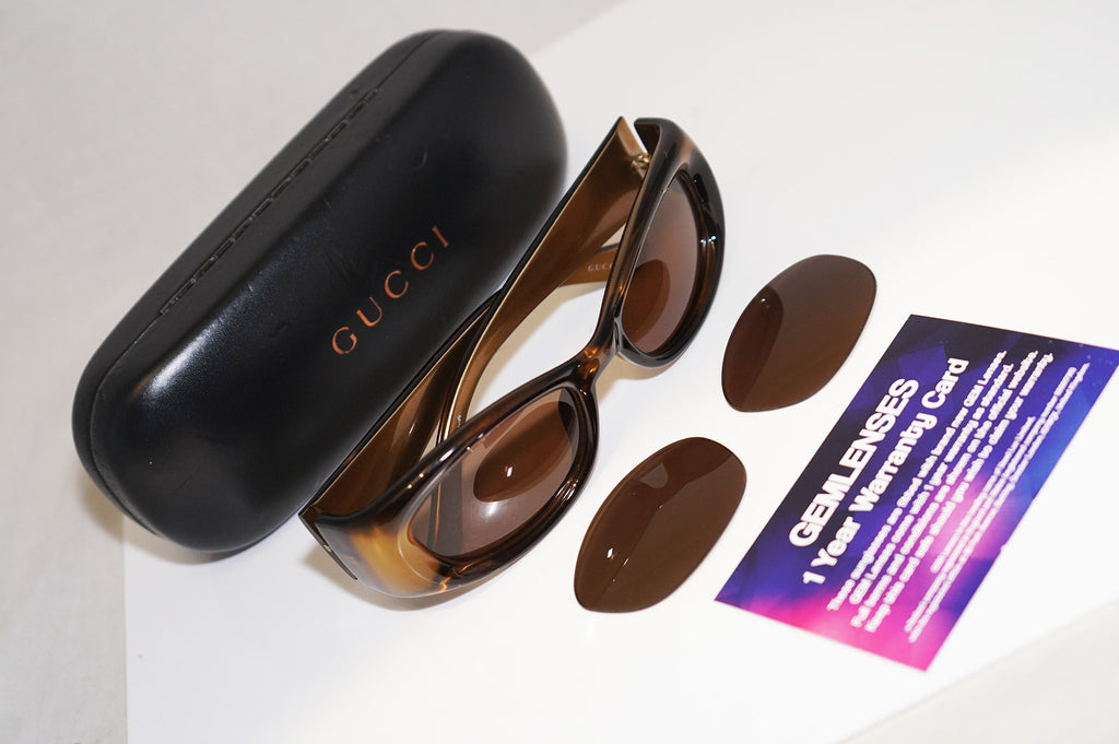 GUCCI Vintage Womens Designer Sunglasses Brown Rectangle GG 2968 HXINZ 14722