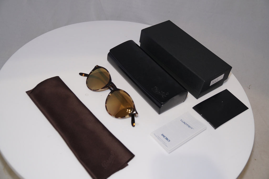 PERSOL Mens Womens Mirror Boxed Designer Sunglasses Brown Round 9040 W4 19640