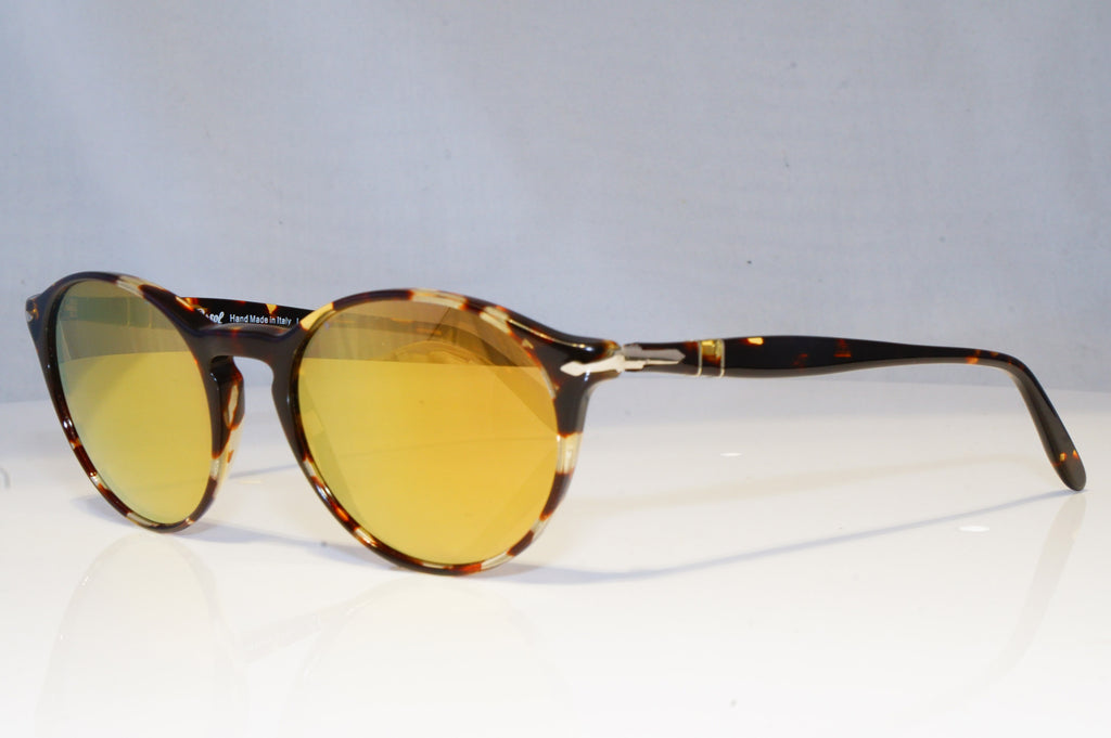 PERSOL Mens Womens Mirror Boxed Designer Sunglasses Brown Round 9040 W4 19640