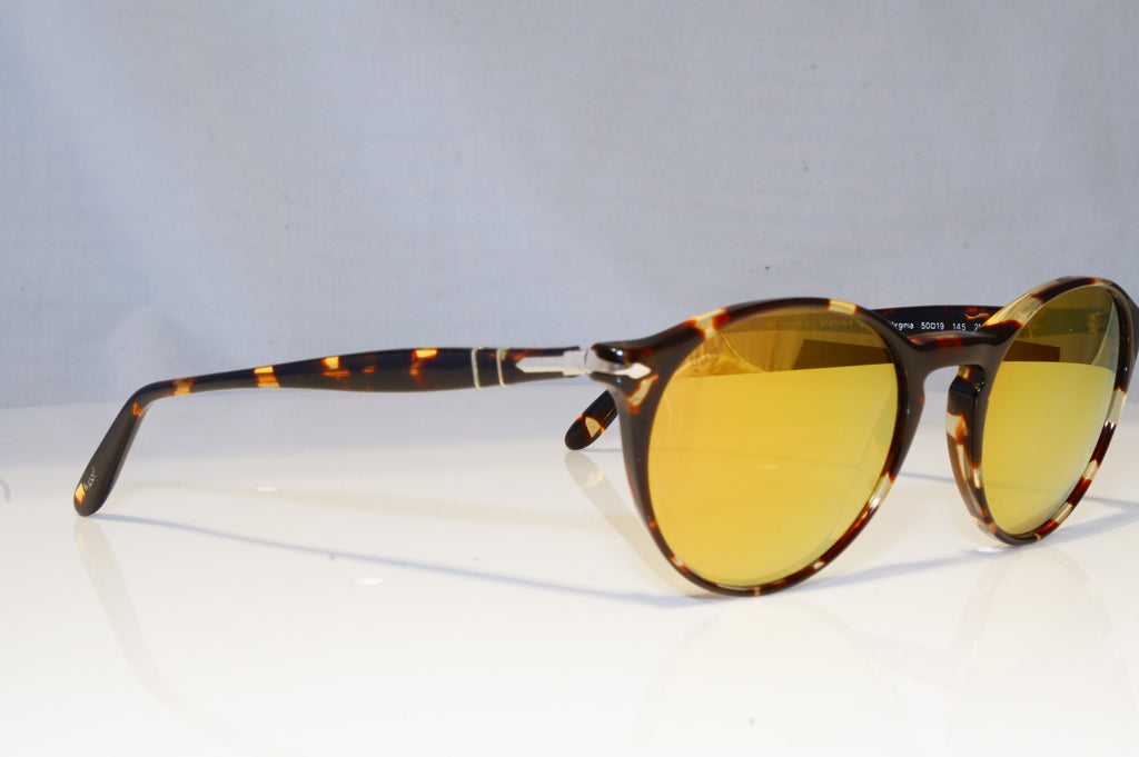 PERSOL Mens Womens Mirror Boxed Designer Sunglasses Brown Round 9040 W4 19640