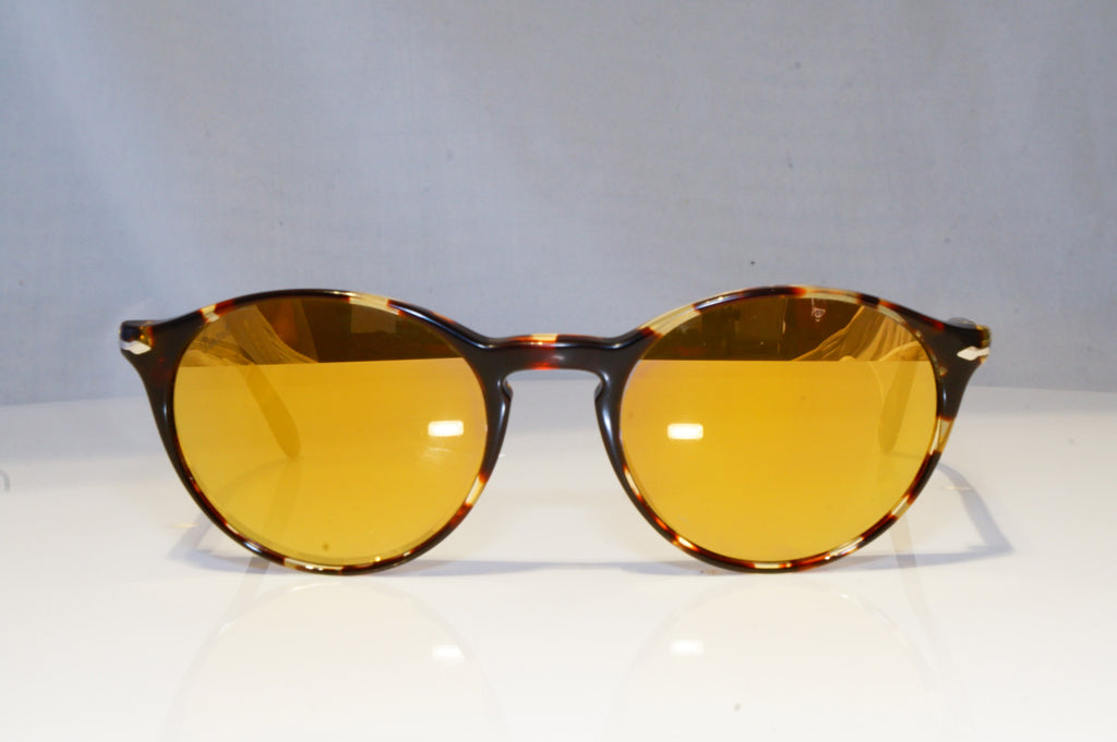 PERSOL Mens Womens Mirror Boxed Designer Sunglasses Brown Round 9040 W4 19640
