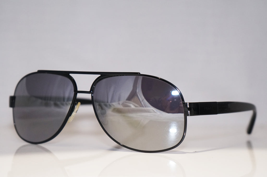 PRADA Mens Designer Flash Mirror Sunglasses Black Aviator SPR 50L 7AX-1A1 14599