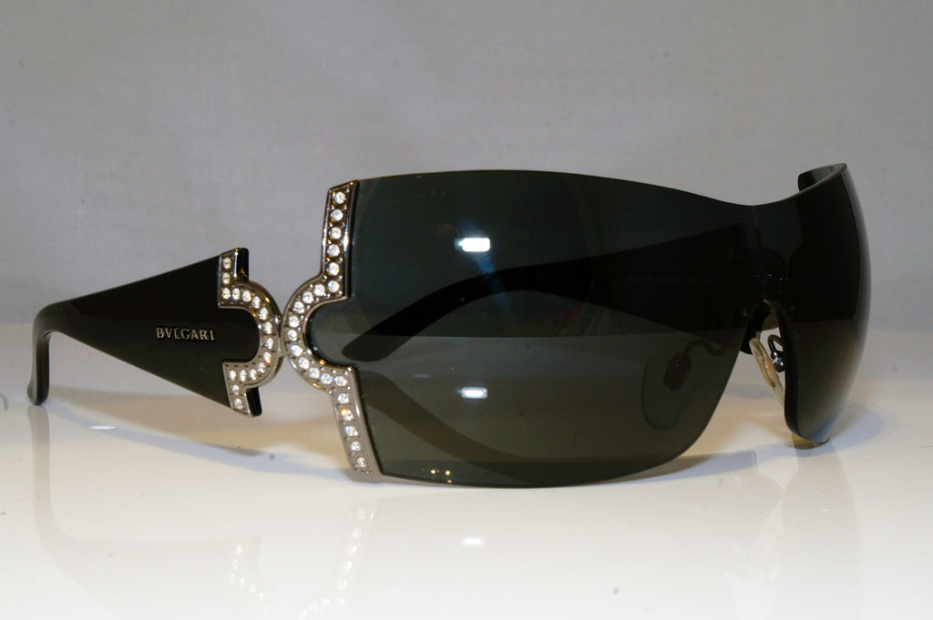 BVLGARI Womens Diamante Designer Sunglasses Black Shield 651-B 939/87 17217