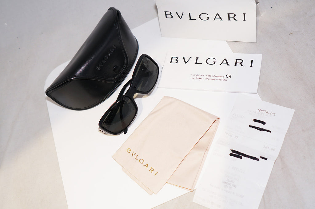 BVLGARI Womens Designer Crystal Sunglasses Black Rectangle 8021 501/87 14844