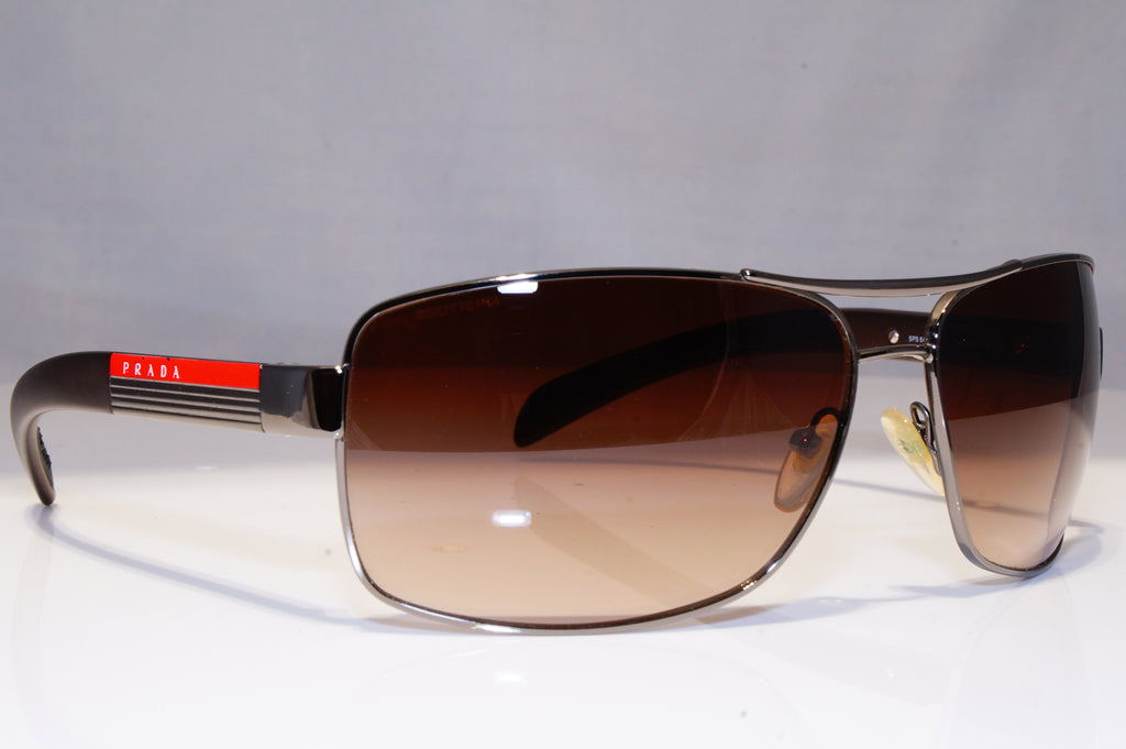PRADA Mens Designer Sunglasses Brown Rectangle SPS 54I 5AV-6S1 22078