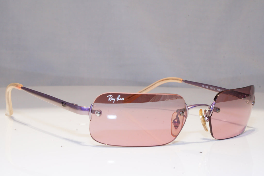 RAY-BAN Womens Boxed Vintage Sunglasses Silver Rectangle RB 3192 025/7E 21328