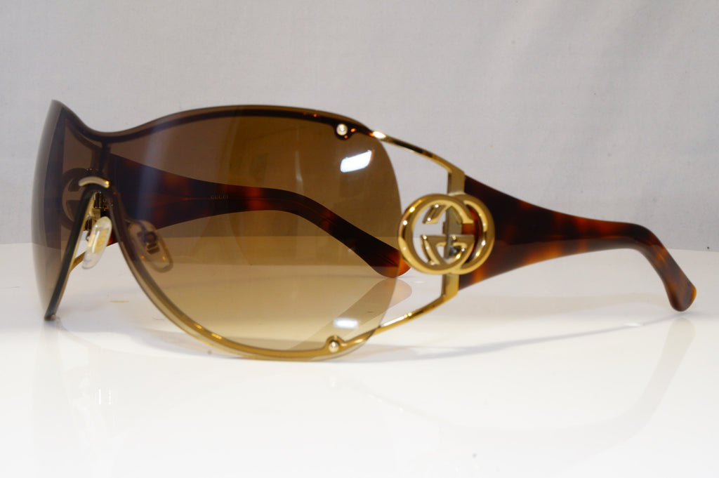 GUCCI Womens Oversized Designer Sunglasses Brown Shield GG 2802 OVC2K 22065