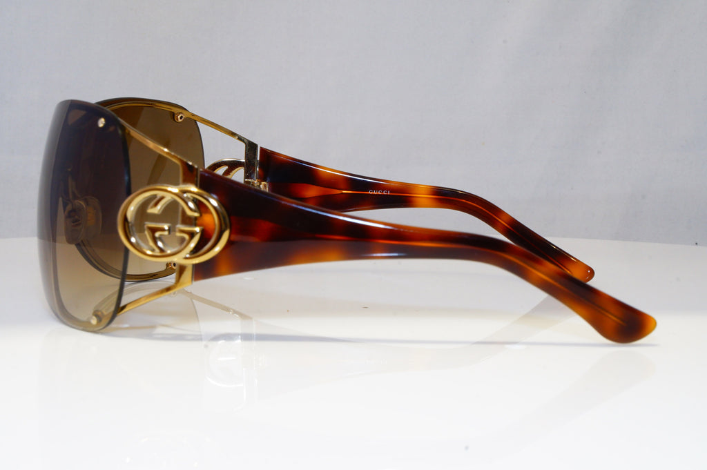 GUCCI Womens Oversized Designer Sunglasses Brown Shield GG 2802 OVC2K 22065