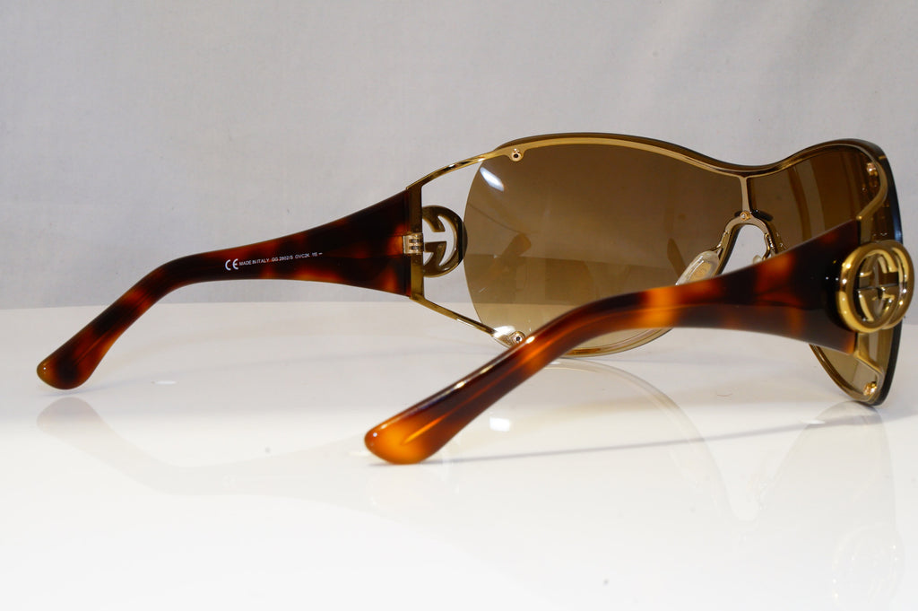 GUCCI Womens Oversized Designer Sunglasses Brown Shield GG 2802 OVC2K 22065