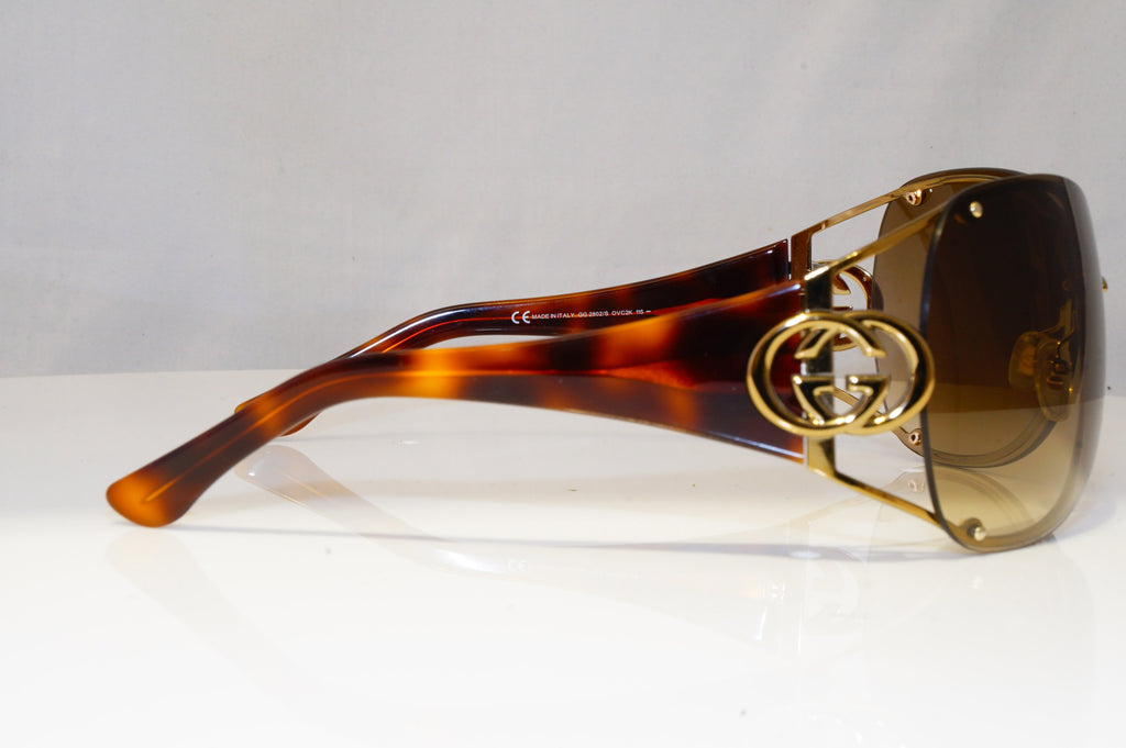 GUCCI Womens Oversized Designer Sunglasses Brown Shield GG 2802 OVC2K 22065