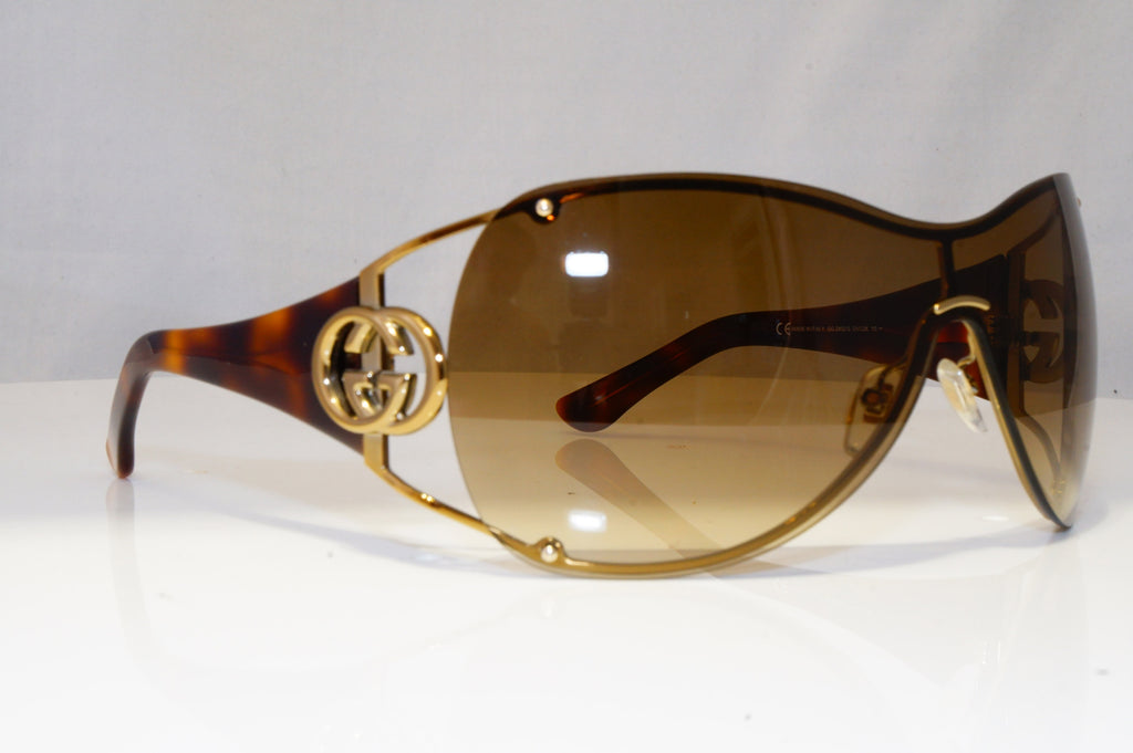 GUCCI Womens Oversized Designer Sunglasses Brown Shield GG 2802 OVC2K 22065