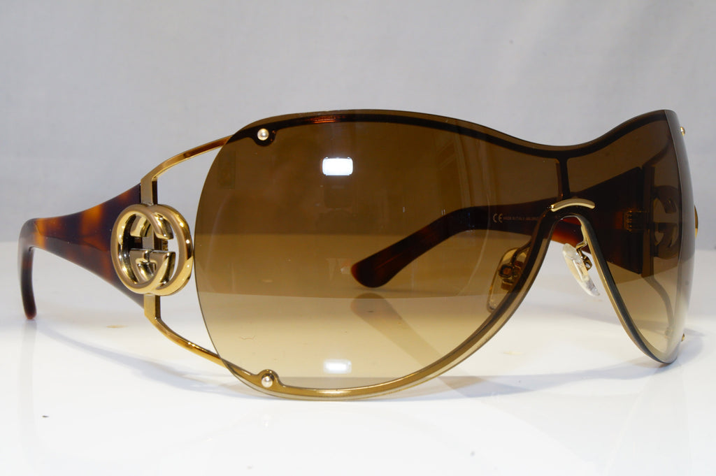 GUCCI Womens Oversized Designer Sunglasses Brown Shield GG 2802 OVC2K 22065