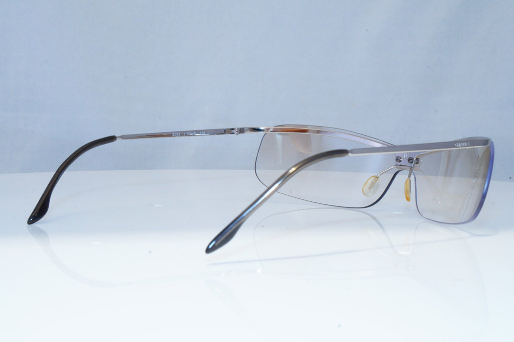 CHANEL Mens Womens Unisex Vintage Sunglasses Silver Shield 4043 124/6I 22069