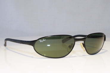 RAY-BAN Mens Vintage 1990 Designer Sunglasses Black Wrap FLIGHT W3163 BLK 19364