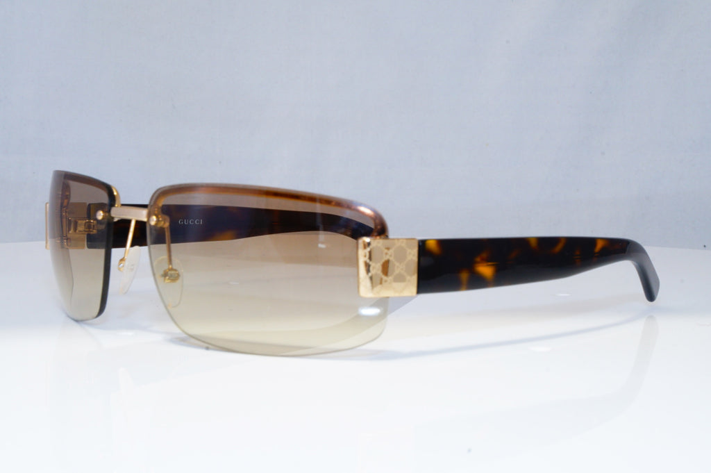 GUCCI Mens Womens Vintage 1990 Sunglasses Brown Rectangle GOLD GG 1797 NR1 22073