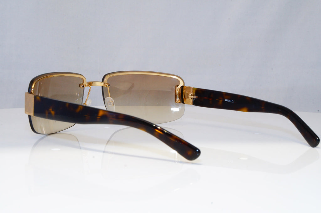GUCCI Mens Womens Vintage 1990 Sunglasses Brown Rectangle GOLD GG 1797 NR1 22073