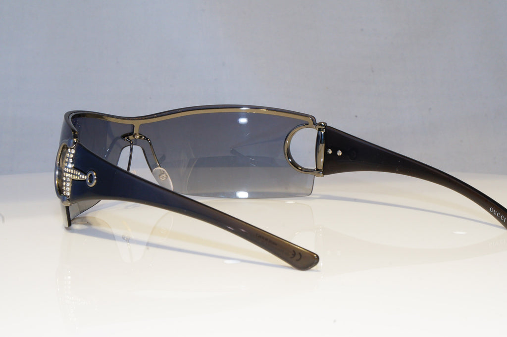 GUCCI Womens Diamante Designer Sunglasses Grey Shield GG 2712 RFUVK 19439