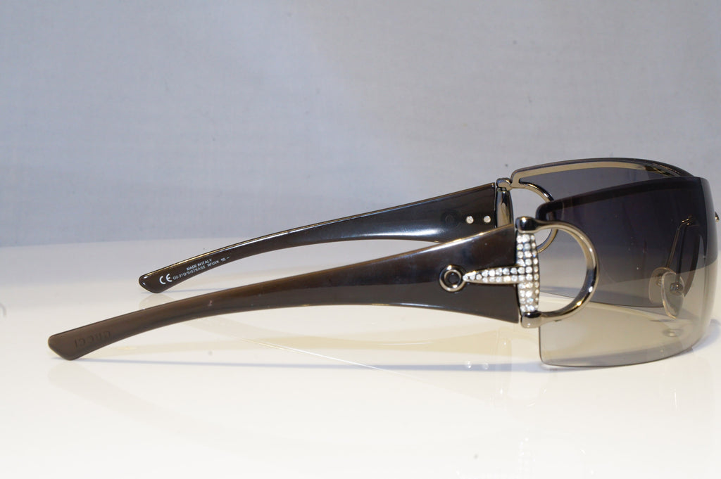 GUCCI Womens Diamante Designer Sunglasses Grey Shield GG 2712 RFUVK 19439