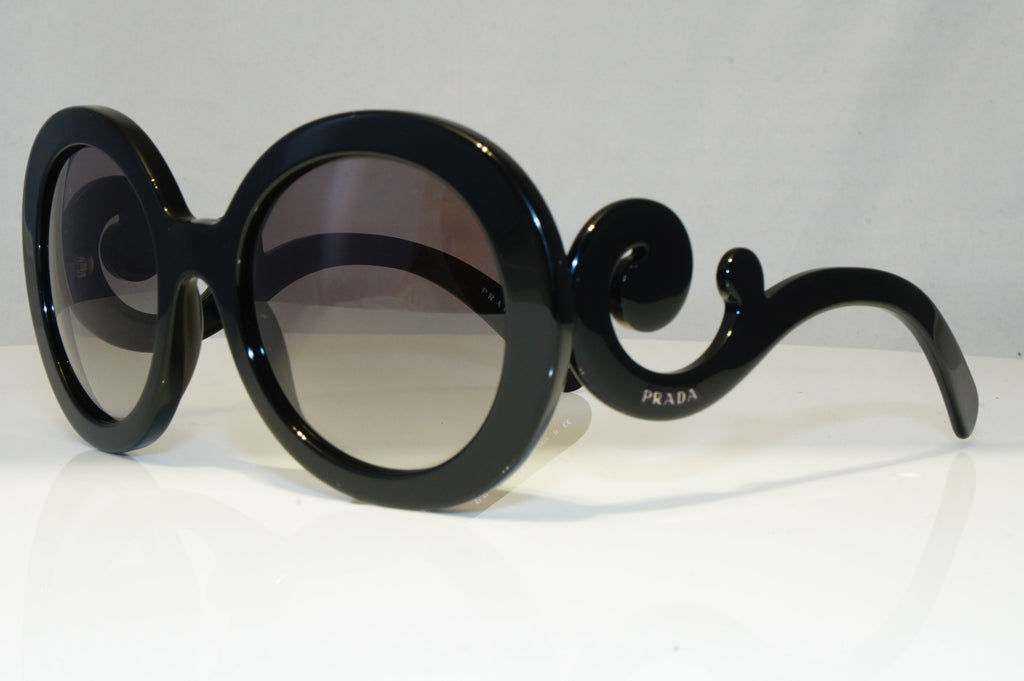 PRADA Womens Baroque Swirl Boxed Sunglasses Black Round NEW SPR 27N 1AB3M1 22064
